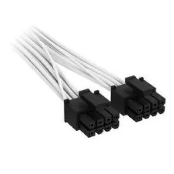Corsair Premium Sleeved 2x 8-Pin uz 12V-2x6 Kabelis, Type-4 Barošanas Blokiem - Balts