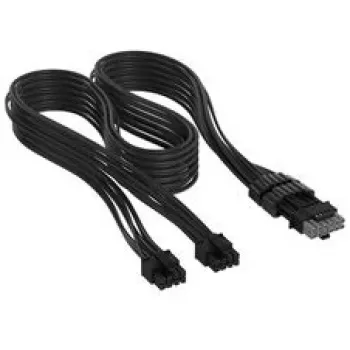 Corsair Premium Sleeved 2x 8-Pin to 12V-2x6 kabelis, Type-5 barošanas blokiem - melns