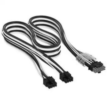 Corsair Premium Sleeved 2x 8-Pin to 12V-2x6 kabelis, Type-5 barošanas blokam - melns/balts