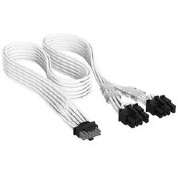 Corsair Premium Sleeved 12V-2x6 uz 2x 6+2-Pin PCIe kabelis, Universāls - Balts