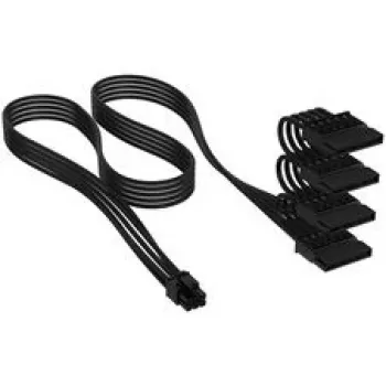 Corsair Premium Sleeved 4x SATA barošanas kabelis, Type-5 barošanas blokam - melns