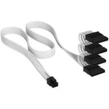 Corsair Premium Sleeved 4x SATA strāvas kabelis, Type-5 barošanas blokiem - Balts