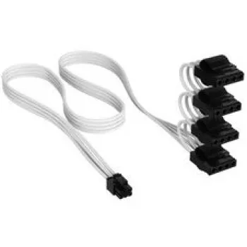Corsair Premium Sleeved 4x 4-Pin-Molex-Kabelis, Type-5 barošanas blokiem - Balts