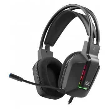 Vadu USB spēļu austiņas DEFENDER GOTHIC RGB ar mikrofonu, Melna