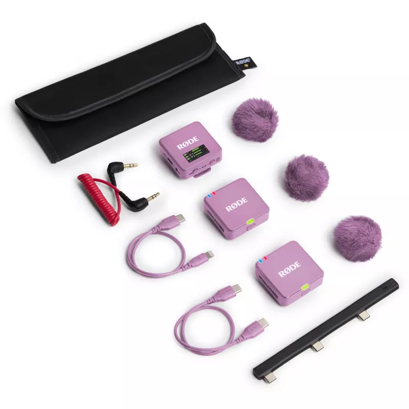 Bezvadu lavjeras mikrofons Rode Wireless Go III liliowy 2.4 GHz kompakts dizains