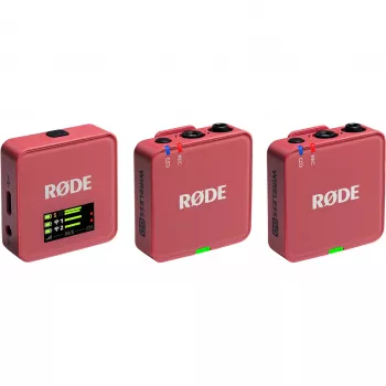 Bezvadu mikrofons Rode Wireless Go III Pink — kompakts 2,4 GHz raidītājs un uztvērējs, modelis WIGOGEN3ROS