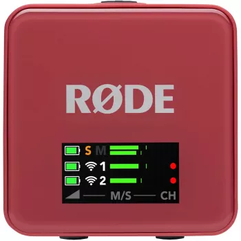 Bezvadu mikrofons Rode Wireless Go III Pink — kompakts 2,4 GHz raidītājs un uztvērējs, modelis WIGOGEN3ROS