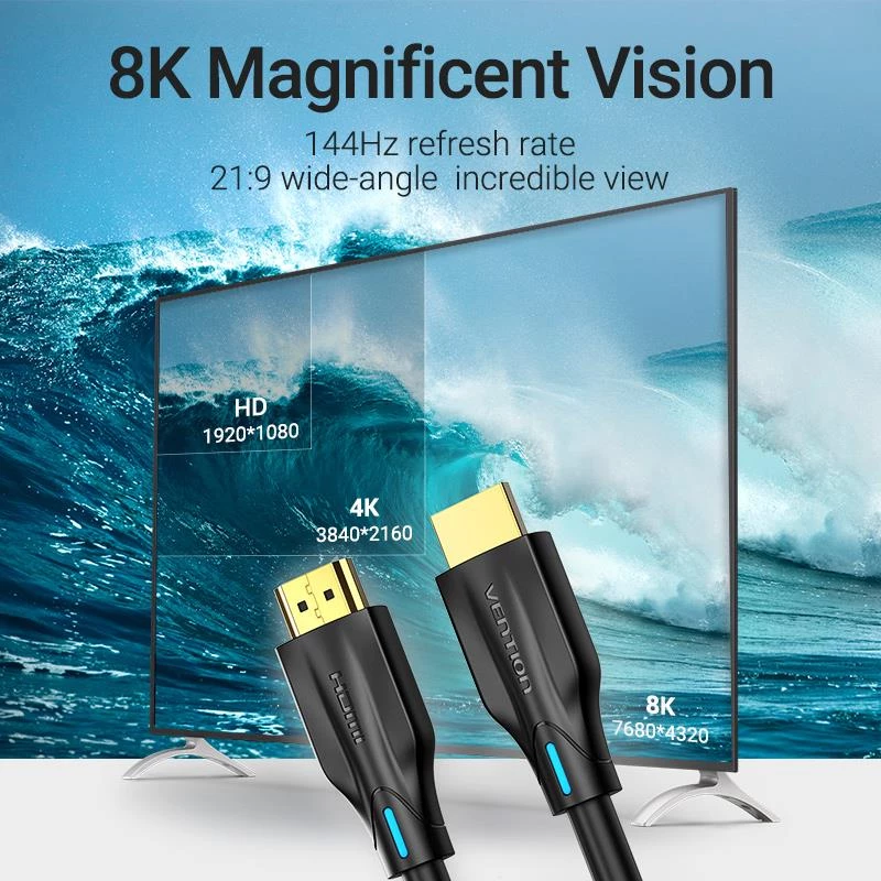 HDMI kabelis 8K/1M Melns Aanbf Vention
