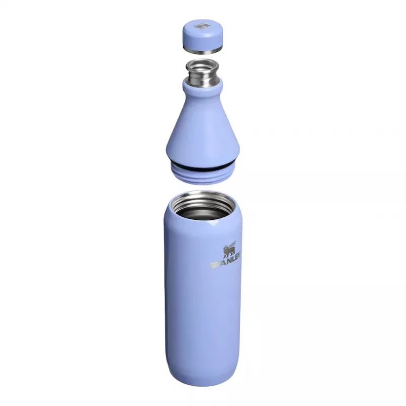 Termopudele STANLEY All Day Slim 0,6L — nerūsējošā tērauda vakuumizolēta, hortenzijas zilā krāsā