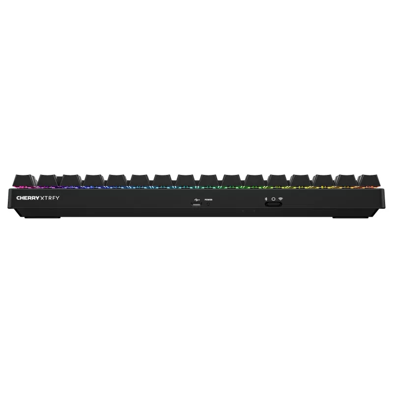 Bezvadu spēļu tastatūra Cherry XTRFY K33 Compact 75% QWERTZ vācu USB + RF + Bluetooth melna RGB
