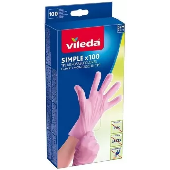Vienreizlietojamie lateksa cimdi VILEDA Multi Latex 100, bēši, izmērs S/M, 100 gab.