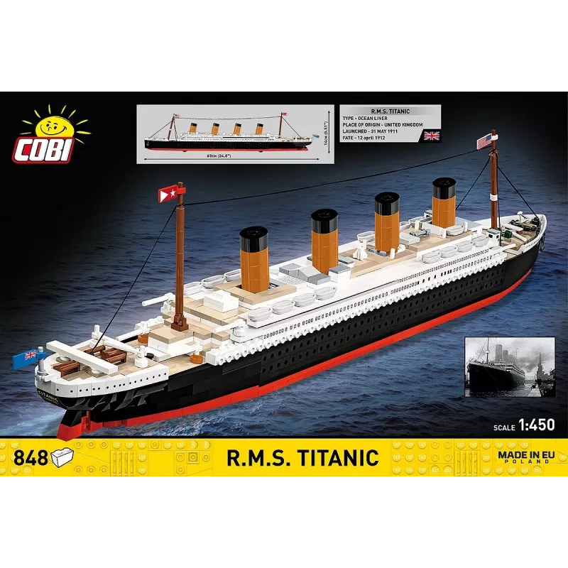 Būvkomplekts Cobi R.M.S. Titanic modelis, 848 gabali, kolekcionējams kuģa modelis