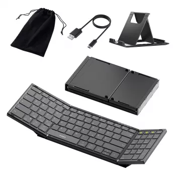Bezvadu Bluetooth pilnizmēra tastatūra Inateck N0135 Melna — QWERTZ, Šķērveida slēdži