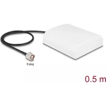 DELOCK 90761 — Virziena WiFi N antena 2,4 GHz 8 dBi ar N vīriešu savienotāju un 50 cm RG-58 kabeli, balta, āra