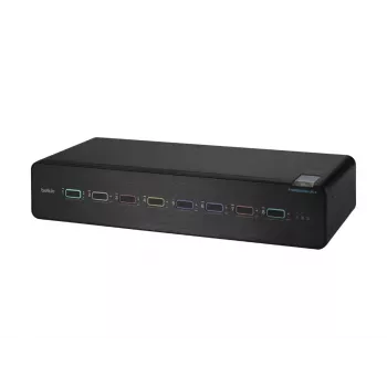 KVM slēdzis Belkin F1DN208KVM-UN-4 — 8 portu, divu displeju HDMI/DisplayPort, USB tastatūra un pele, 4K@60Hz, stiprināms statīvā, melns
