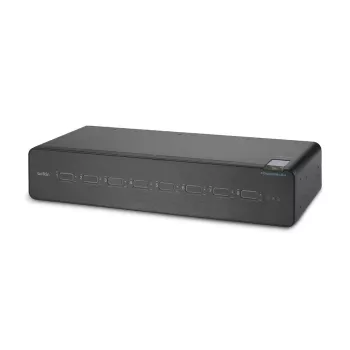 KVM slēdzis Belkin F1DN208KVM-UN-4 — 8 portu, divu displeju HDMI/DisplayPort, USB tastatūra un pele, 4K@60Hz, stiprināms statīvā, melns