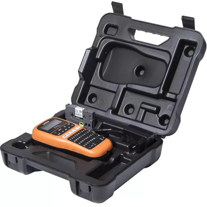 Marķējumu printeris Brother PT-E110VP, termopārnese, 180x180 DPI, 20 mm/s, TZe lentes, QWERTY tastatūra