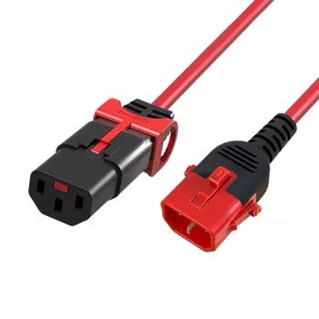 ACT Powercord C13 IEC Lock+ - C14 IEC Lock Dual Locking sarkans 2 m, PC3615