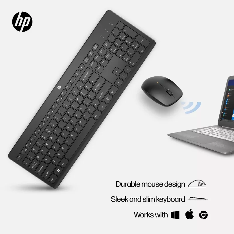 HP 230 bezvadu pele un tastatūras komplekts, balts, pele iekļauta