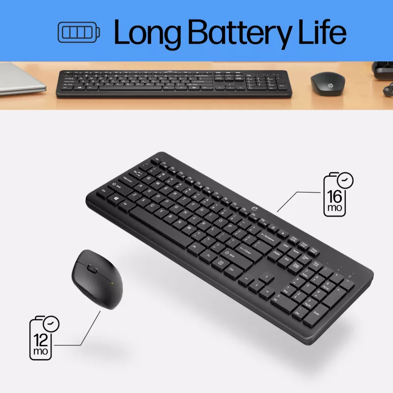HP 230 bezvadu pele un tastatūras komplekts, balts, pele iekļauta