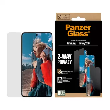 PanzerGlass ® 2-Way Privacy Screen Protector Samsung Galaxy S26+ | Ultra-Wide Fit ar EasyAligner