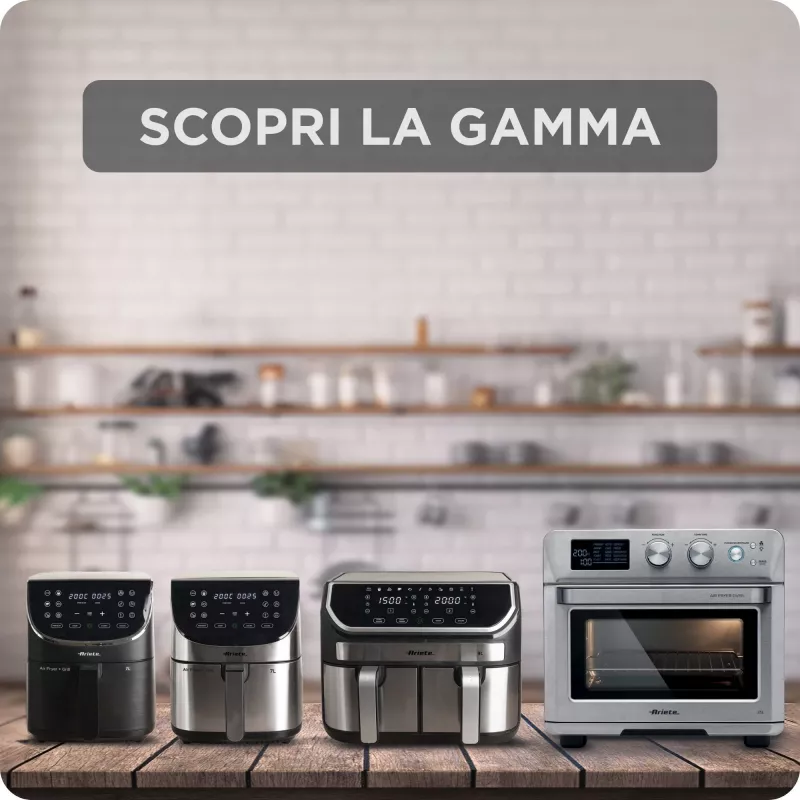 Ariete 4628 Airy Fryer Metal 7L gaisa cepeškrāsns, 1800 W, 7 L tilpums, 2.8 kg gatavošanas ietilpība, 12 ieprogrammēti režīmi, Max Crisp funkcija, temperatūra līdz 200°, nelipīgs grozs ar resti, metāla korpuss
