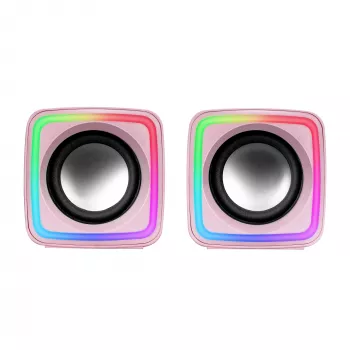 Mars Gaming MSCUBEP Pink kompakti RGB spēļu skaļruņi 8W DSP skaņas procesors
