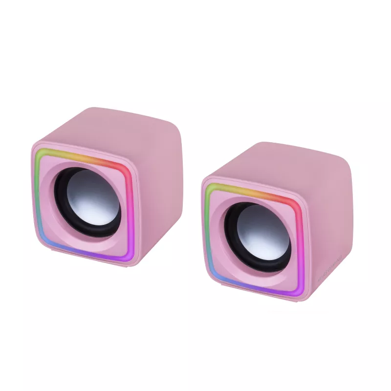 Mars Gaming MSCUBEP Pink kompakti RGB spēļu skaļruņi 8W DSP skaņas procesors