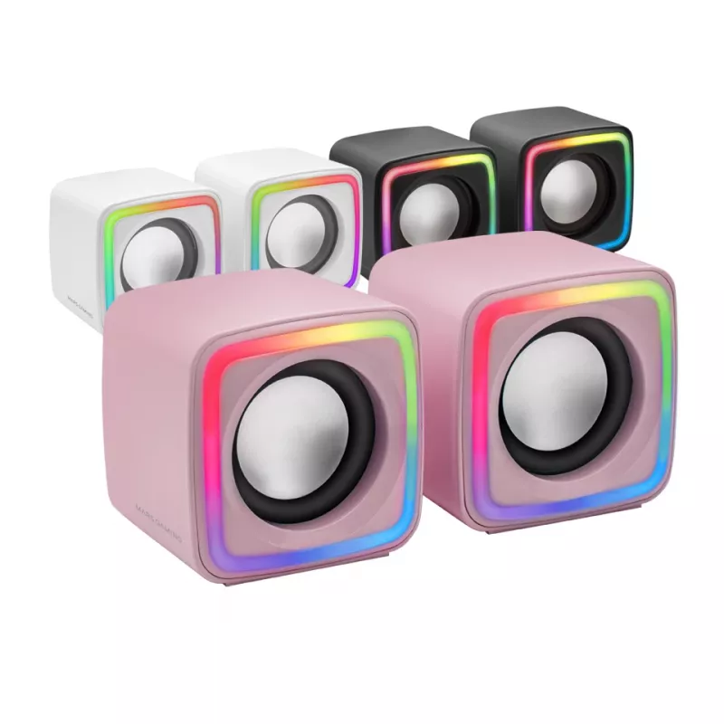 Mars Gaming MSCUBEP Pink kompakti RGB spēļu skaļruņi 8W DSP skaņas procesors