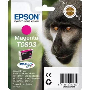 Epson Monkey Singlepack Magenta T0893 DURABrite Ultra tinte, fuksīna, pigmenta tinte, 3,5 ml, 1 gab.