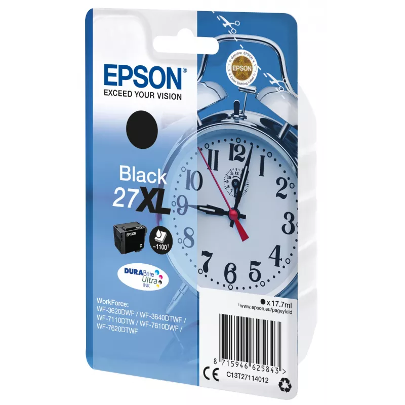 Epson 27XL DURABrite Ultra melnā tintes kasetne, viena iepakojumā