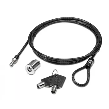 HP Master Keyed Docking Station Cable Lock, 1.85 m, Apaļā atslēga, Cinkots tērauds, Melns
