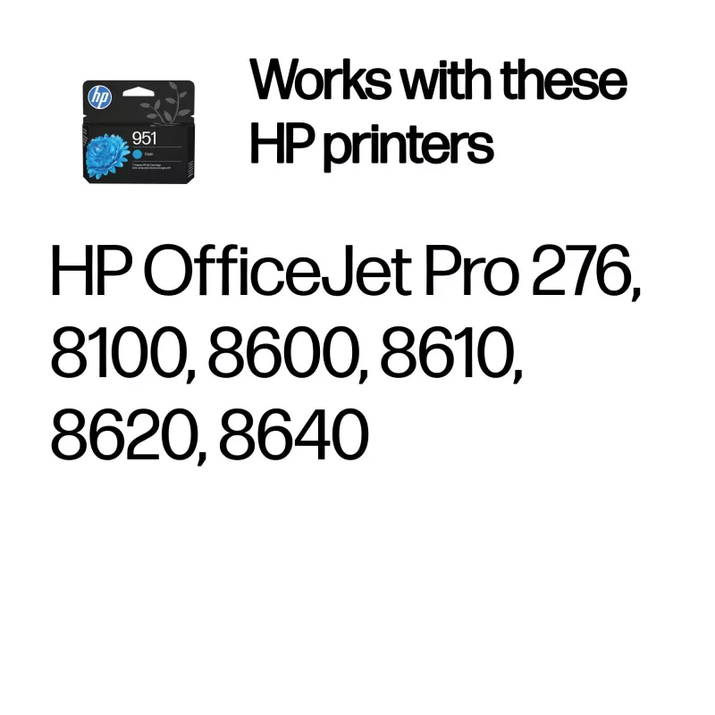 HP 951 Cyan oriģinālā tintes kasetne, ciāna, 1 gab., 535 lpp.