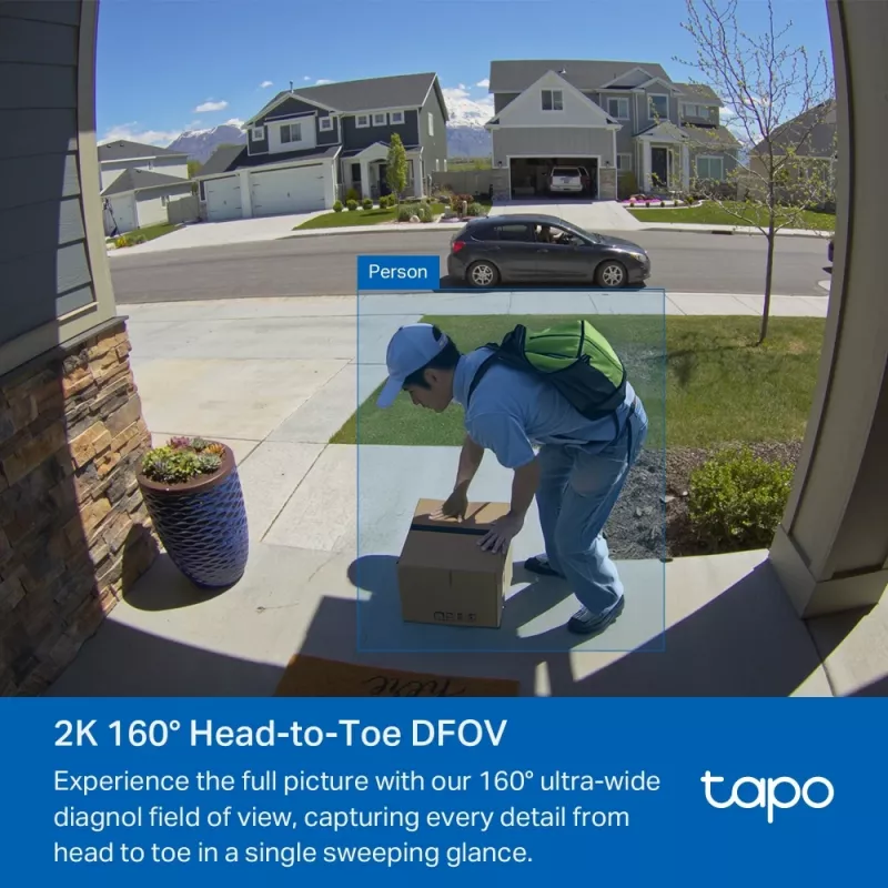 TP-Link Tapo Video Durvju Zvans 1 × D210, 1 × D100C, H.264, 3 MP, 2304 x 1296 pikseļi, 1296p, CMOS, 25.4 / 3 mm (1/3 colla)