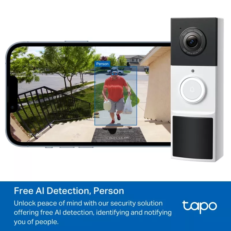 TP-Link Tapo Video Durvju Zvans 1 × D210, 1 × D100C, H.264, 3 MP, 2304 x 1296 pikseļi, 1296p, CMOS, 25.4 / 3 mm (1/3 colla)