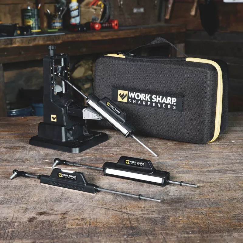 Pull-through nažu asinātājs Work Sharp Precision Adjust Elite 09DX066 — regulējams leņķis, dimanta akmeņi, ādas apdare, neilona korpuss