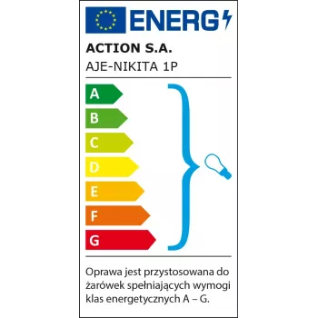 Sienas lampa ActiveJet NIKITA Patyna E27 viena spuldze, metāla korpuss, IP20, 220–240V, 60W, balts stikls