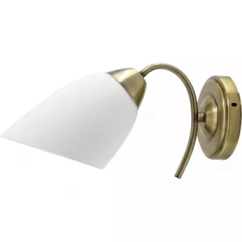 Sienas lampa ActiveJet NIKITA Patyna E27 viena spuldze, metāla korpuss, IP20, 220–240V, 60W, balts stikls