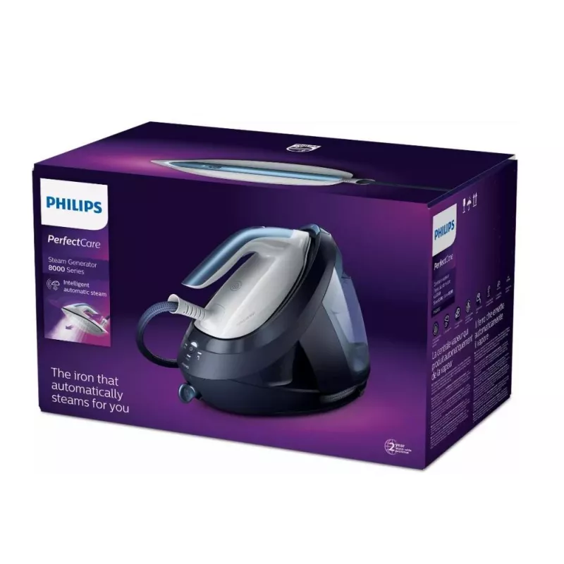 Tvaika gludināšanas stacija Philips PSG8030/20 — 2700 W, 1,8 L ūdens tvertne, SteamGlide Elite zole