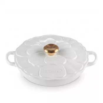 Le Creuset gourmet profesionālais pods puķu formā 26 cm balts
