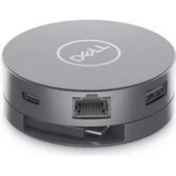 Dell DA305 USB-C 6-in-1 daudzportu adapteris — vadu, USB 3.2 Gen 2, Gigabit Ethernet, 4K HDMI, sudraba krāsa