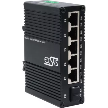 Slēdzis Exsys EX-62030MPOE-SFP — Mini Gigabit 5+1 PoE+ Web-Vadāms slēdzis ar 5 Gigabit + 1 SFP