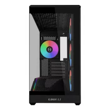 Mini Tornis PC Korpuss Lian Li Vector V100R MINI — Mini-ITX/Micro-ATX, rūdīts stikls, 3x120mm sānu + 1x120mm aizmugures ventilatori, 2x 2.5 collu + 1x 3.5 collu nodalījumi, melns