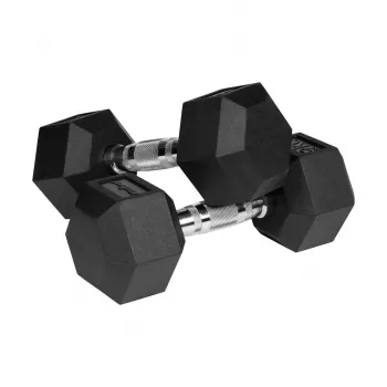 Gumijotie čuguna hanteles HEX 2x9 kg REBEL ACTIVE