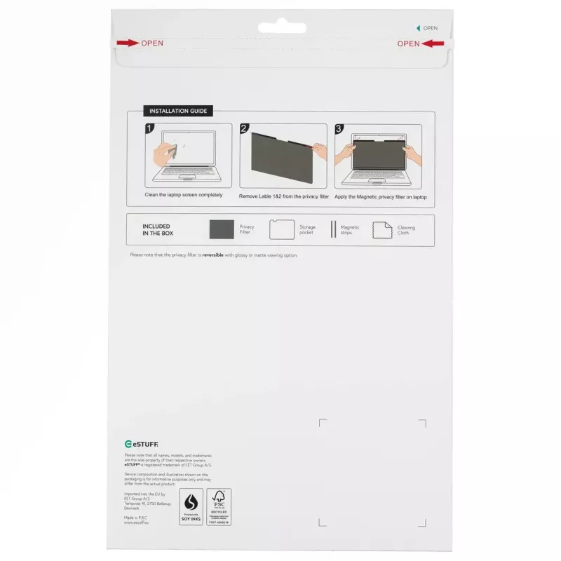 Privātuma filtrs eSTUFF GLBM15326229 displejam (pretatspīduma, privātuma aizsardzība)