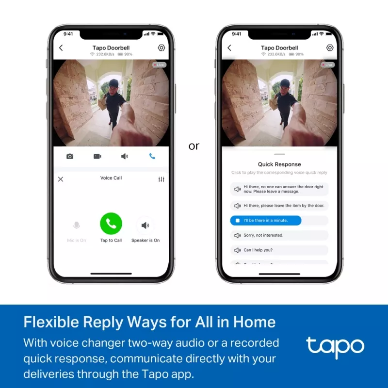 TP-Link Tapo Video Durvju Zvans Kamera 1 × D235, 1 × D100C