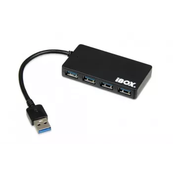 iBox IUH3F56 USB 3.2 Gen 1 (3.1 Gen 1) Type-A centrmezgls 4 porti 5 Gbit/s Melns