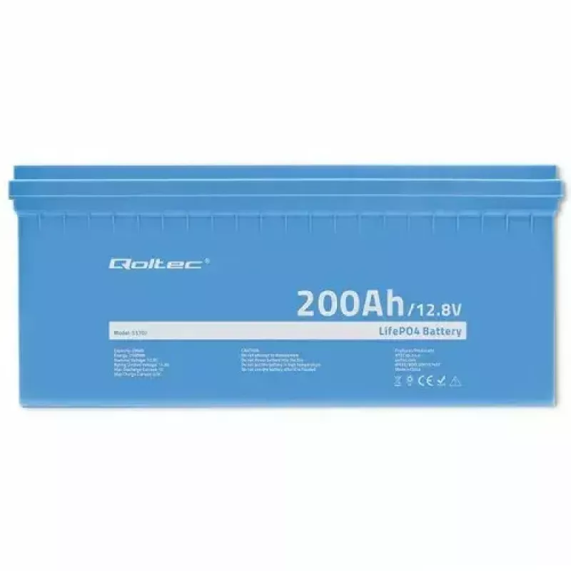 Qoltec 53707 Litija dzelzs fosfāta akumulators 200 Ah 12,8 V
