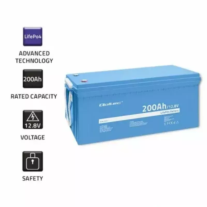 Qoltec 53707 Litija dzelzs fosfāta akumulators 200 Ah 12,8 V