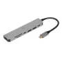 Docking centrs IBOX IUH3SL4K USB Type-C 5 Gbit/s, HDMI 4K@30Hz, PD līdz 100W, 2x USB-A, 2x USB-C, karšu lasītājs, sudrabs